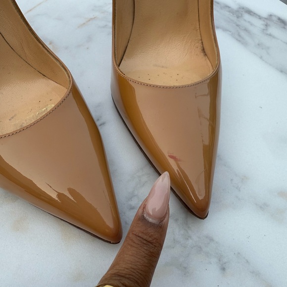 Preowned Authentic Christian Louboutin Nude Patent So Kates 120mm sz 41 - Picture 6 of 17
